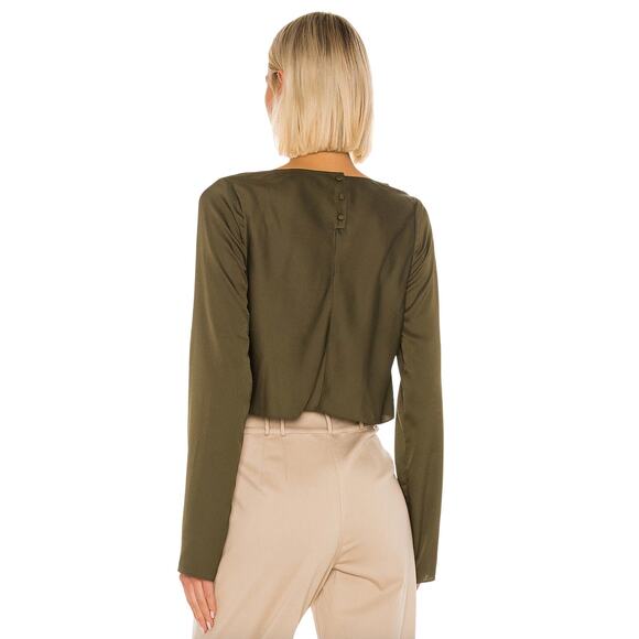L'Academie The Florina Top in Olive Green Size Large - Picture 3 of 10